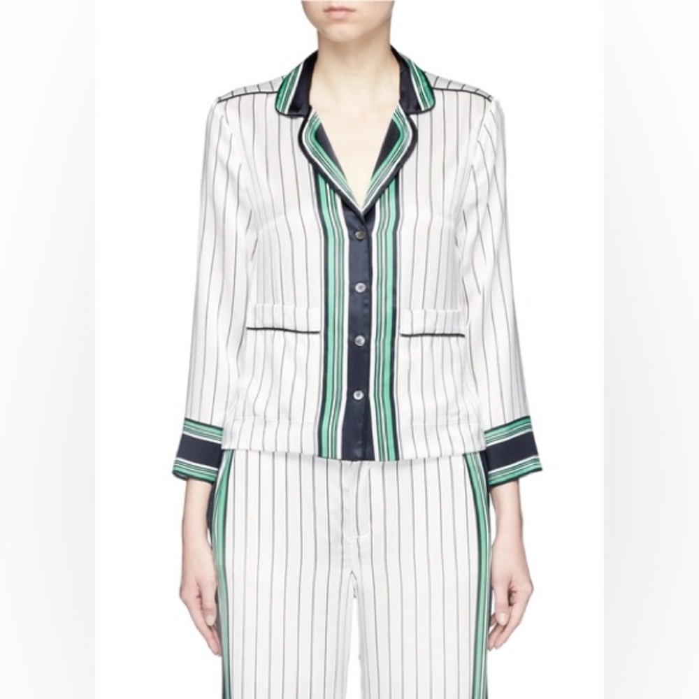 Kate Moss x Equipment ‘lake’ stripe print silk pajamas style shirt